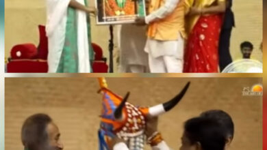 बस्तर सांसद ने आध्यात्मिक गुरु श्रीश्री रविशंकर से की भेंट, गौर मुकुट से किया अभिनंदन