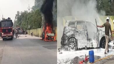 कोरबा में चलती कार में भीषण आग, तीन लोगों ने कूदकर बचाई जान