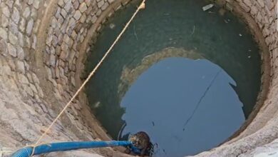 भोजन पानी की तलाश में गांव पहुंचा तेंदुआ, कुएं में गिरा