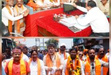 भाजपा प्रत्याशी मनोहर दत्त तिवारी ने रैली निकालकर भरा नामांकन
