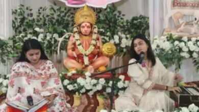 सुंदरकांड पाठ एवं भक्त शिरोमणि हनुमान जी की दिव्य झांकी से नारायण महामहोत्सव का हुआ शंखनाद