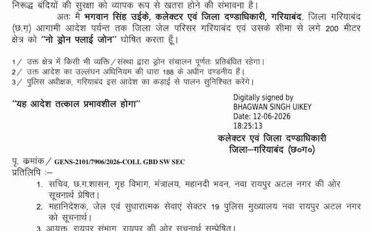 जेल के दो सौ मीटर नो ड्रोन फ्लाई जोन