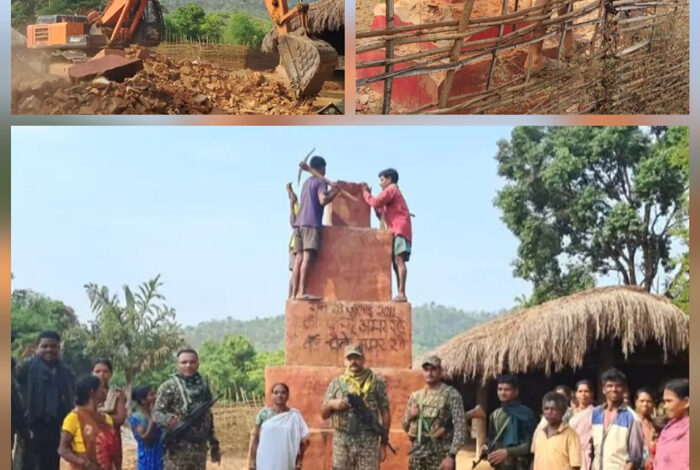 सुरक्षाबलों ने अबूझमाड़ में दो नक्सली स्मारक किय ध्वस्त