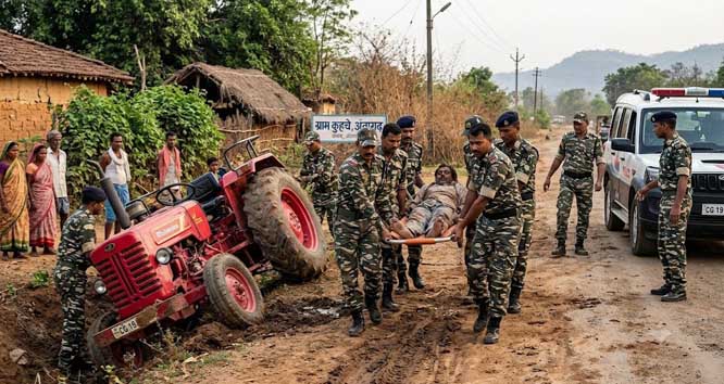 ट्रैक्टर के नीचे दबे चालक को जवानों ने अस्पताल पहुंचाया ट्रैक्टर के नीचे दबे चालक को जवानों ने अस्पताल पहुंचाया