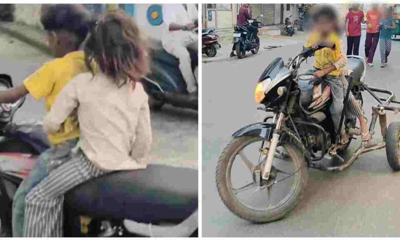 नाबालिग द्वारा तीन पहिया वाहन चलाने का वीडियो वायरल, सुरक्षा पर सवाल