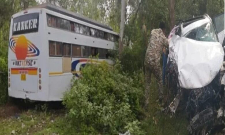 तेज रफ्तार बस ने कार को मारी टक्कर, कोंडागांव में चालक की मौत