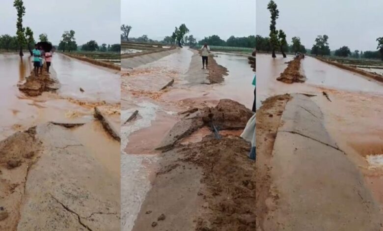 निर्माणाधीन नहर हुई क्षतिग्रस्त, ग्रामीण बोले- पहले ही चेताया था, किसी ने नहीं सुनी