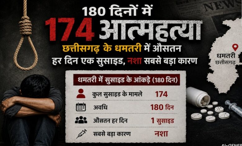 धमतरी में आत्महत्या के बढ़ते आंकड़ों से चिंता, 180 दिनों में 174 लोगों ने गंवाई जान