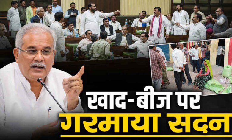 छत्तीसगढ़ विधानसभा में खाद-बीज मुद्दे पर हंगामा, विपक्ष ने सरकार को घेरा छत्तीसगढ़ विधानसभा में खाद-बीज मुद्दे पर हंगामा, विपक्ष ने सरकार को घेरा