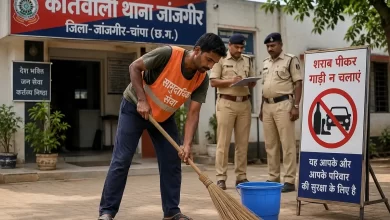 शराब पीकर गाड़ी चलाने वालों के लिए बूरी खबर, कोर्ट ने सुनाया अनोखी सजा, 30 दिन तक तीन घंटे थाना जांजगीर में करनी होगी साफ-सफाई