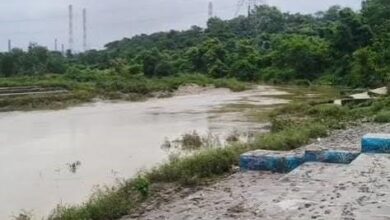 नाला पार करते पति बहा पत्नी ने तैरकर बचाई जान
